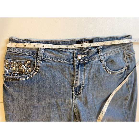 Roz & Ali Womens Jeans Straight Leg Mid Rise Stretch Sequin Pockets Blue Size 10 - Picture 3 of 10